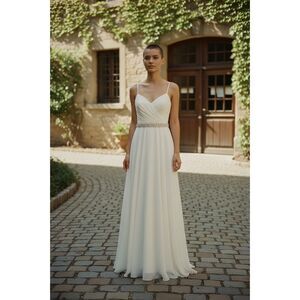 Cinderella Divine NWT Peach Formal Gown Beaded Waist Size 12